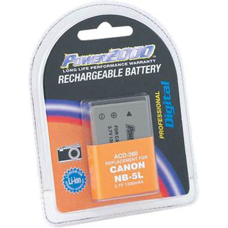 Power2000 NB-5L Replacement 3.7volt 1200mAh Lithium-Ion Battery for Canon Digital Cameras