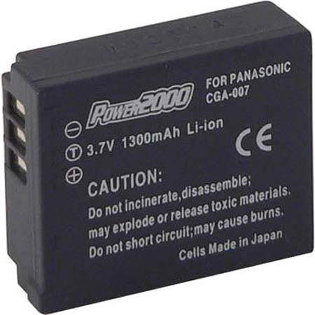 Power2000 CGA-S007 Replacement 7.2v, 1100mAh Lithium Ion Battery for Panasonic CGA-S007 Digital Camera Battery