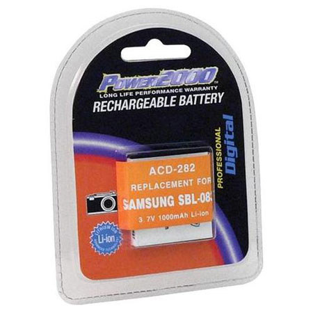 Power2000 SBL-0837 Replacement 3.7v, 1000mAh Lithium Ion Battery for Samsung SBL-0837 Digital Camera Battery