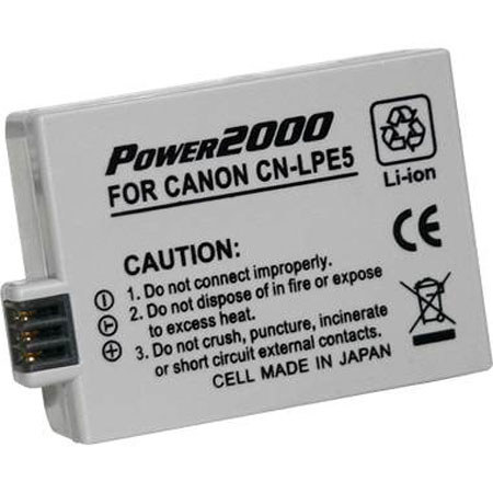 Power2000 LP-E5 Replacement Lithium-Ion Battery, 7.4 volt 1500mAh, for Canon EOS Rebel XSi Digital Cameras image