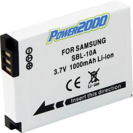 Power2000 SBL-10A Replacement 3.7v, 1100mAh Lithium Ion Battery for Samsung SBL-10A Digital Camera Battery