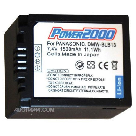 Power2000 BLB-13 Replacement 7.2v, 1500mAh Lithium Ion Battery for Panasonic BLB-13 Digital Camera Battery