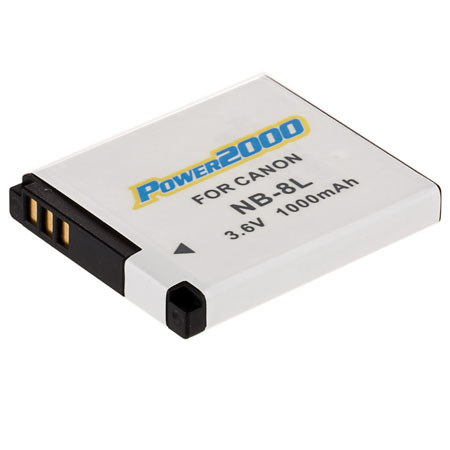 Power2000 NB-8L Replacement Lithium-Ion Battery, 3.6 volt 1000mAh, for Canon Powershot A3000IS & A3100 IS Digital Cameras