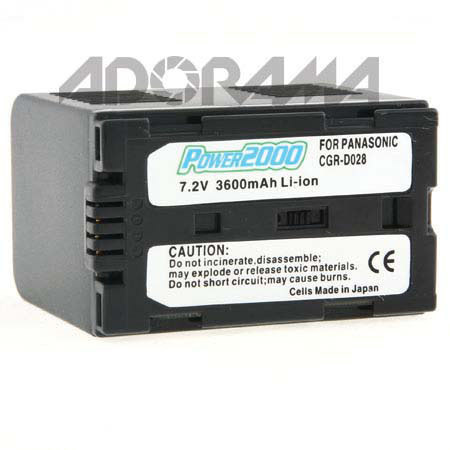 Power2000 CGR-D28 Replacement Lithium-Ion 7.2v, 3600mAh Camcorder Battery for Panasonic CGR-D28