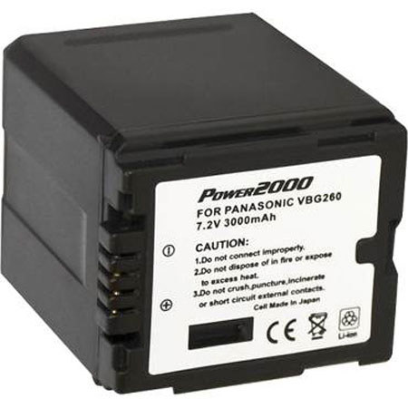 Power2000 ACD757 Replacement Lithium-Ion 7.2v, 3000mAh Camcorder Battery for Panasonic VW-VBG260