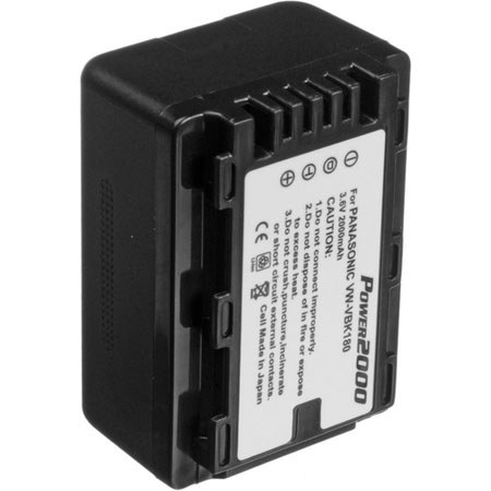 Power2000 Lithium-Ion 3.6v, 2000mAh Camcorder Battery Replacement for Panasonic VW-VBK180