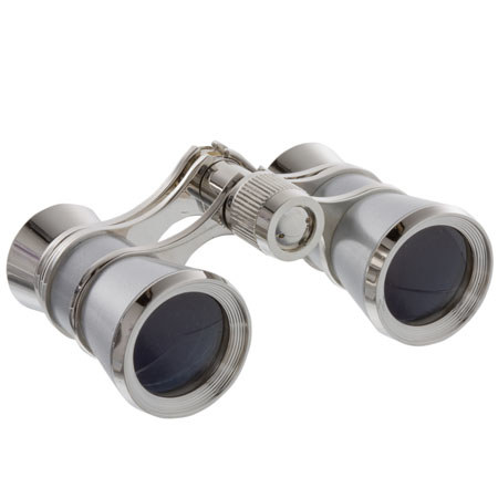 Adorama 3 x 25 Aida Focusing Opera Glass Binocular, Platinum with Silver Trim image