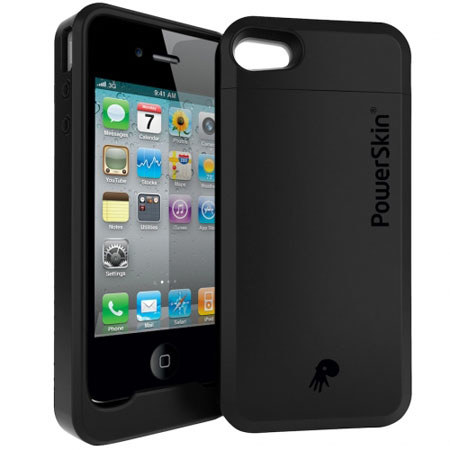 PowerSkin Silicone Case with Built-in Battery for Apple iPhone 4/4s, 2000mAh Power Capacity
