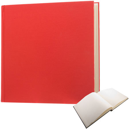 Semikolon (Pierre Belvedere) Classic Series, Extra-Extra Large Bound 14x14" Photo Album with Linen Covers, 75 Ivory Pages, Color: Red