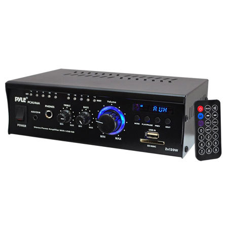 UPC 068888743549 product image for Pyle Home PCAU46A Mini 2x120 Watt Stereo Power Amplifier with USB/SD Input | upcitemdb.com