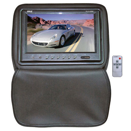 Pyle PL91HR Adjustable Headrest with Built-In 9" TFT/LCD Monitor, IR Transmitter & Cover, Black