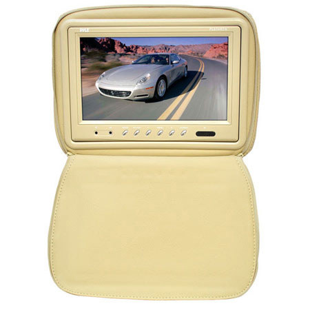 Pyle PL91HR Adjustable Headrest with Built-In 9" TFT/LCD Monitor, IR Transmitter & Cover, Tan