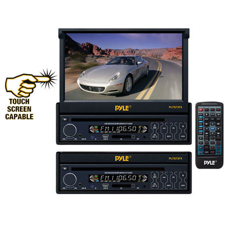 Pyle PLTS73FX 7" Single DIN In-Dash Motorized Touch Screen TFT/LCD Monitor with DVD/CD/MP3/MP4/USB/SD/AM-FM Player