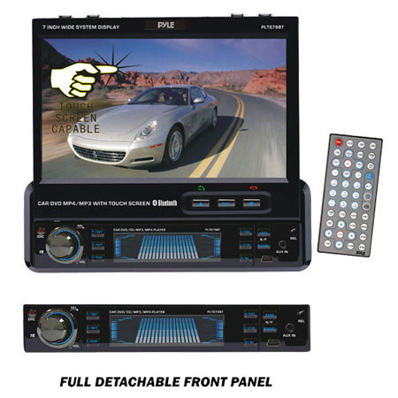 Pyle PLTS79BT 7" Single DIN In-Dash Motorized Touch Screen TFT/LCD Monitor with DVD/CD/MP3/MP4/USB/SD/AM-FM/RDS/Bluetooth & Screen Dial Pad
