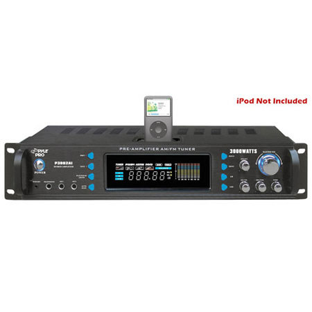 Pyle P3002AI 3000 W Hybrid Receiver & Pre-Amplifier with AM-FM Tuner/iPod Docking Station