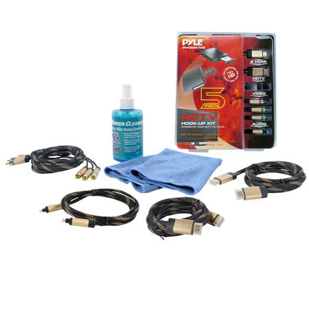 Pyle HDTV Cleaning Kit with 2 x HDMI High Definition Cables, Component Video High Definition Cable, Optical Audio High Definition Cable