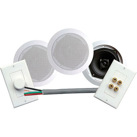 Pyle 200 Watts 5-1/4 Dual In-Ceiling Speaker /Volume Control/Speaker Wall Plate/Wiring Combo Speaker System
