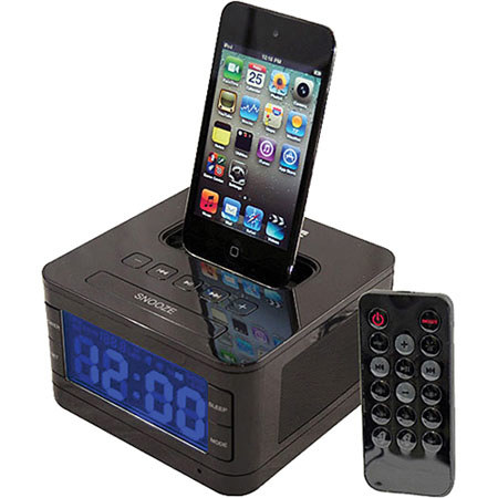 Pyle PICL52 Radio Alarm Clock Speaker System for iPod, LCD Clock Display, 40W Power Output, Black