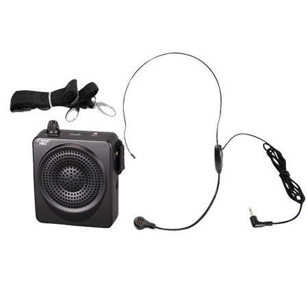 Pyle Waist-Band Portable PA System with Headset Microphone, Built-In Rechargeable Batteries, Black