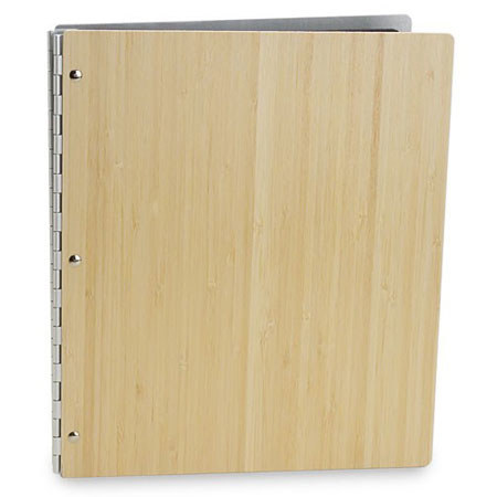 Pina Zangaro Bamboo 14&quot; x 11&quot; Screw Post Presentation Book with Aluminum Hinges, Portrait Format, Natural image