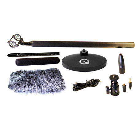 Que Audio Sniper Microphone Kit, Includes QMSG1 Mini Shot Gun Microphone, Mini Shockmount, Mini Boom Pole
