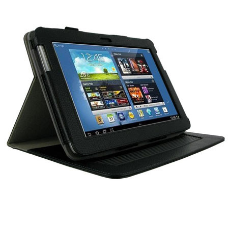 rooCASE Dual-Axis Leather Case Cover for Samsung Galaxy Note 10.1 Tablet, Black