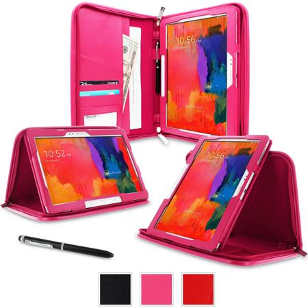 rooCASE Executive Portfolio Leather Case for Galaxy Tab Pro 10.1/Note 10.1 (2014 Edition), Magenta
