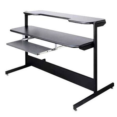 Raxxess Etude Keyboard Workstation with Slide Out Keyboard Tray, Ebony Fleck Laminate