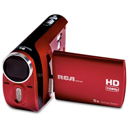 RCA EZ5100RDR Palm Style 1080P High Definition Digital Camcorder, 1440x1080 Resolution, 2.4