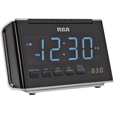 RCA RC46 Dual Wake Alarm Clock with AM/FM Radio, 1.4&quot; Blue LED Display image