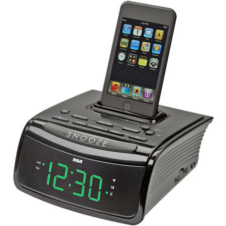 RCA RC59I Alarm Clock Radio with iPod Dock, 0.6&quot; Green LED Display image