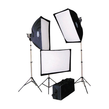Savage 3000 Watt Quartz Light Kit, 3 1000W Fan Cooled Quartz Lights with Softboxes, Stands and Carry Case image