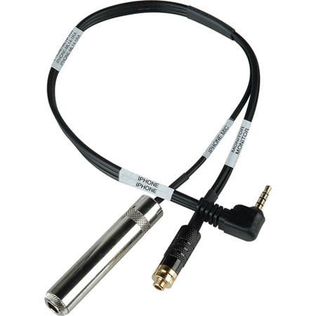 Sescom iPhone/iPod/iPad Right Angle TRRS to 1/4" Jack Guitar Level & 3.5mm Headphone Monitor Jack Cable, 1 Feet