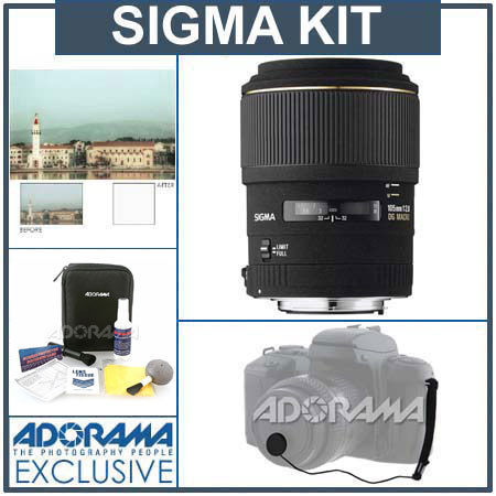 Sigma 105mm f/2.8 EX "DG" AF Telephoto Macro Lens Kit, for Nikon AF-D Cameras with Tiffen 58mm UV Filter, Lens Cap Leash, Professional Lens Cleaning Kit image