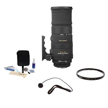 Sigma 150-500mm f/5-6.3 DG APO OS (Optical Stabilizer) HSM AF Lens Kit, for Digital SLR Cameras, with Tiffen 86mm UV Filter, Lens Cap Leash, Professional Lens Cleaning Cleaning Kit