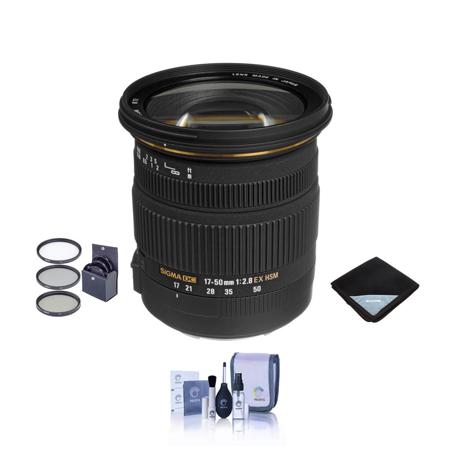 Sigma 17-50mm f/2.8 EX DC OS HSM Auto Focus Lens Kit, for for Canon EOS Digital SLR Cameras. with Tiffen 77mm UV Wide Angle Filter, Professional Lens Cleaning K