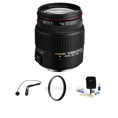Sigma 18-200mm f/3.5-6.3 II DC OS HSM Lens for Canon EOS Cameras, USA - Bundle - with Pro Optic 62mm MC UV Filter, Lens Cap Leash, Professional Lens Cleaning Kit