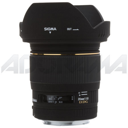 Sigma 20mm f/1.8 EX Aspherical DG DF RF AutoFocus Super Wide Angle Lens with Hood for Canon EOS Cameras image