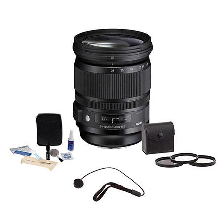 Sigma 24-105mm f/4.0 DG OS HSM ART Lens for Canon EOS Digital Cameras, USA Warranty - Bundle - with Pro Optic Pro Digital 82mm Multi Coated UV Filter, Flashpoint CapKeeper Model CK-2 Lens Cap Leash, and Adorama 1836A Cleaning Kit