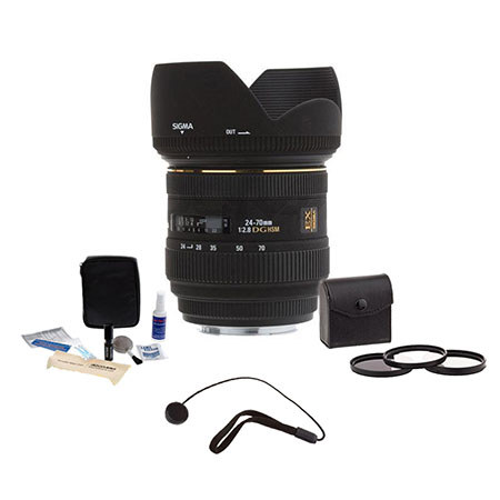 Sigma 24-70mm f/2.8 EX Aspherical IF EX DG HSM AutoFocus Zoom Lens for Canon EOS Cameras - USA Warranty - Bundle - with Hoya 82mm UV Multi Coated Filter, Lens C
