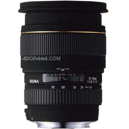 Sigma 24-70mm f/2.8 EX Aspherical DG DF AutoFocus Standard Zoom Lens with Hood for Nikon AF Cameras image