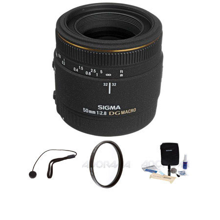 Sigma 50mm f/2.8 EX DG Auto Focus Macro Lens Kit for Canon EOS Cameras - U.S.A. Warranty - with Pro Optic 55mm MC UV Filter, Lens Cap Leash, Professional Lens C
