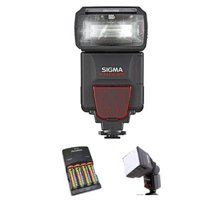 Sigma EF-610 DG Super Shoe Mount Flash for Canon EOS E-TTL-II Digital SLR's - Basic Outfit - with 4 NiMH Batteries, Charger, Adorama Mini SoftBox Diffuser
