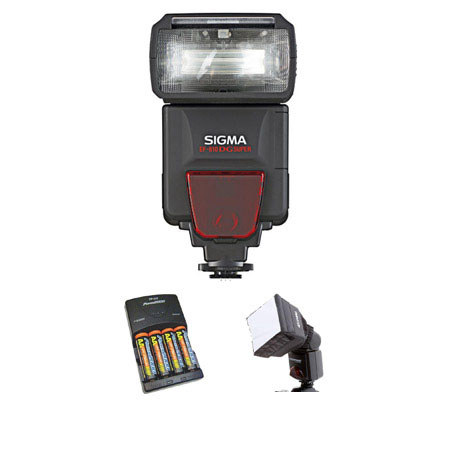 Sigma EF-610 DG Super Shoe Mount Flash for Nikon iTTL Digital SLR's, - Basic Outfit - with 4 NiMH Batteries, Charger, Adorama Mini SoftBox Diffuser