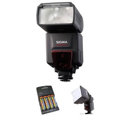Sigma EF-610 DG ST Shoe Mount Flash for Nikon iTTL Digital SLR's, - Basic Outfit - with 4 NiMH Batteries, Charger, Adorama Mini SoftBox Diffuser