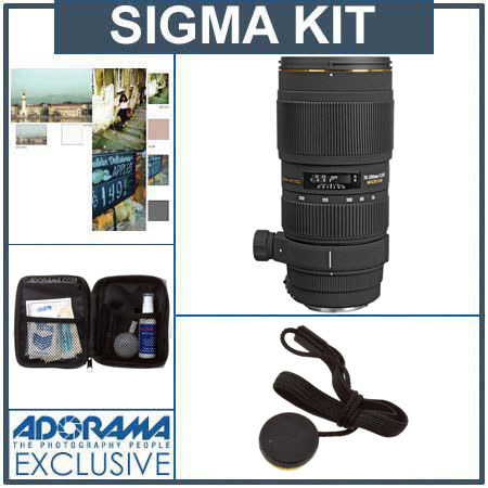 Sigma 70-200mm f/2.8 DG Macro HSM II Auto Focus Telephoto Zoom Lens Kit, for Nikon AF-D with Tiffen 77mm Photo Essentials Filter Kit, Lens Cap Leash, Professional Lens Cleaning Kit image