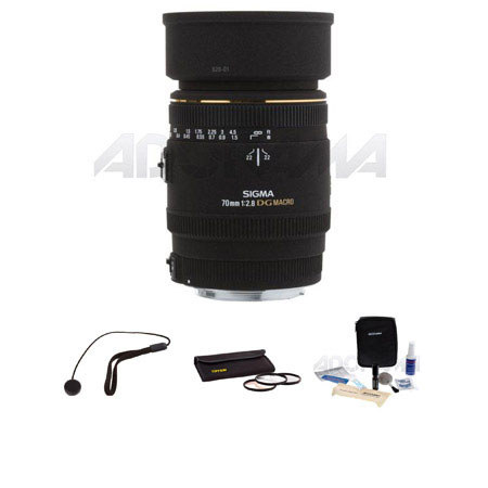 Sigma 70mm f/2.8 EX DG AF Macro Lens for Canon EOS Cameras Kit, with Tiffen 62mm Photo Essentials Filter Kit, Lens Cap Leash, Professional Lens Cleaning Kit
