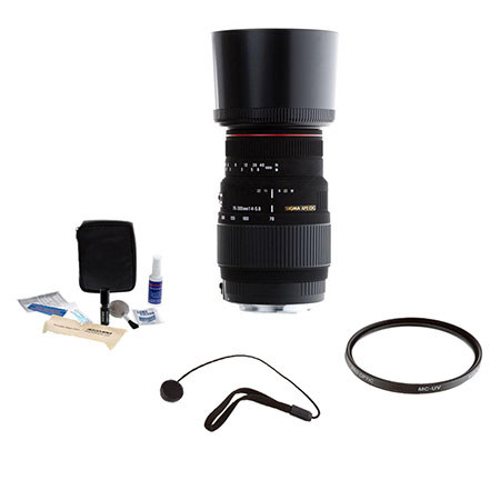 Sigma 70-300mm f/4-5.6 APO DG Macro Tele Zoom Lens Kit, for Canon EOS Cameras Kit, with Tiffen 58mm UV Filter, Lens Cap Leash, Professional Lens Cleaning Kit