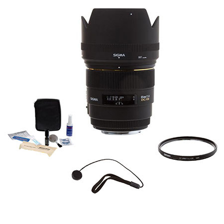 Sigma 85mm f/1.4 EX DG HSM Lens Kit, for Canon EOS Digital SLR ,with Tiffen 77mm UV Filter, Lens Cap Leash, Professional Lens Cleaning Kit