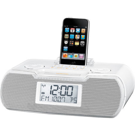 Sangean FM-RDS (RBDS)/AM/Aux-in Digital Tuning Atomic Clock Radio, Compatible with iPod, White